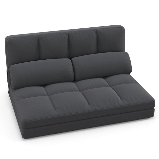 Sulankstoma grindų sofa 3 viename sofa-lova su miegojimo funkcija ir reguliuojamu atlošu, tamsiai pilka