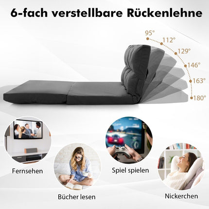 Sulankstoma grindų sofa 3 viename sofa-lova su miegojimo funkcija ir reguliuojamu atlošu, tamsiai pilka