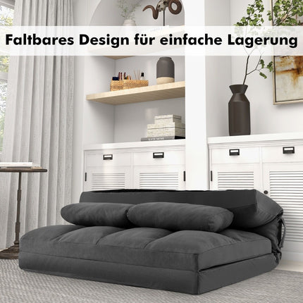 Sulankstoma grindų sofa 3 viename sofa-lova su miegojimo funkcija ir reguliuojamu atlošu, tamsiai pilka