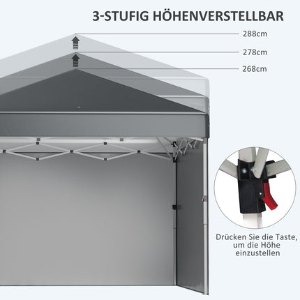 Sulankstoma paviljonė 2,97 x 2,97 m su šoninėmis sienomis, UV apsauganti kempingo palapinė, vakarėlių palapinė su smėlio maišu, tamsiai pilka plieno, sodui ir terasai
