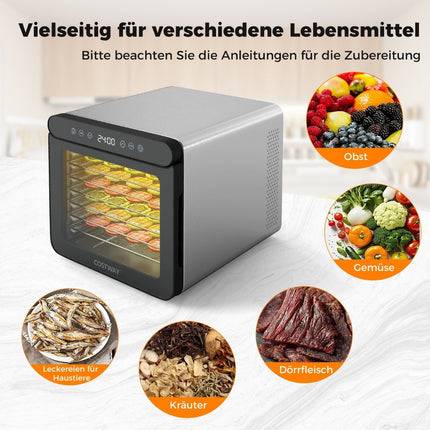 Maisto džiovyklė, 600 W, 7 nerūdijančio plieno padėklai, 24 val. laikmatis