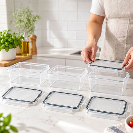 Food Storage Container Set of 10 with Airtight Click Lids, Freezer Safe, Clear