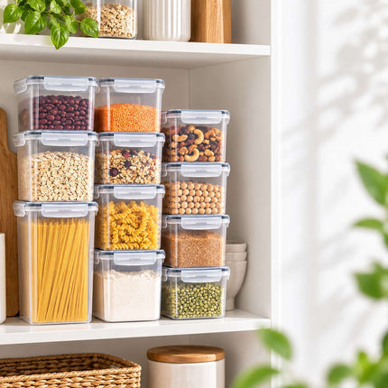 Food Storage Container Set with Click-Lock Lids, 11 Pieces, Airtight, Stackable