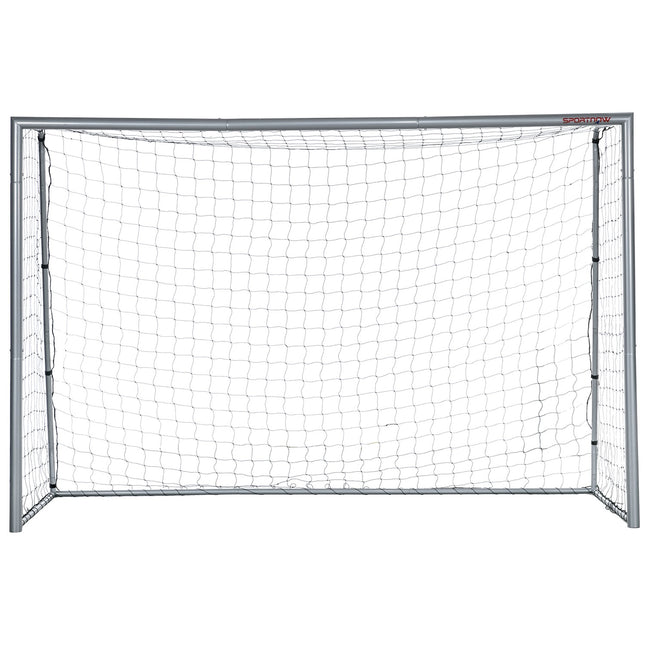 Futbolo vartai su PE tinkleliu vaikams ir suaugusiesiems, 300 x 120 x 200 cm, plienas, PE, sodo futbolo treniruočių vartai, pilki