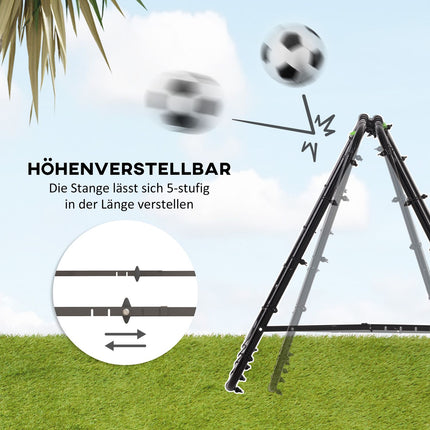 Futbolo kamuoliuko atšokimo sieninis tinklas, dvipusis, reguliuojamas 5 lygiais, skirtas futbolo treniruotėms, plienas, juodas, 100 x 95 x 90 cm