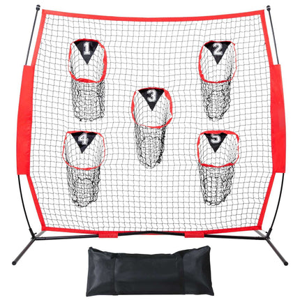 Football Throwing Net 8x8 Ft, 5 Target Pockets, Portable