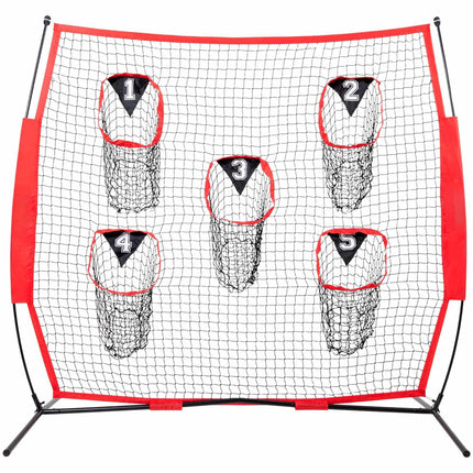 Football Throwing Net 8x8 Ft, 5 Target Pockets, Portable