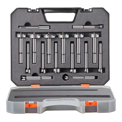 Forstner Bit Set, 16-Piece 6.4–41.3 mm Carbon Steel
