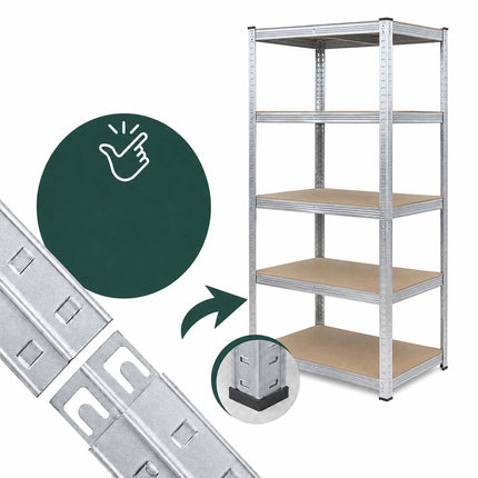 Free-Standing Heavy-Duty Rack with 5 Tiers, 875 kg Capacity, Silver