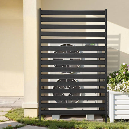 Freestanding Metal Privacy Screen, 38 x 72 in, Black