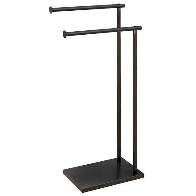 Laisvai pastatomas rankšluosčių kabykla su 2 laikikliais, juodo metalo, 35,5x20x78 cm