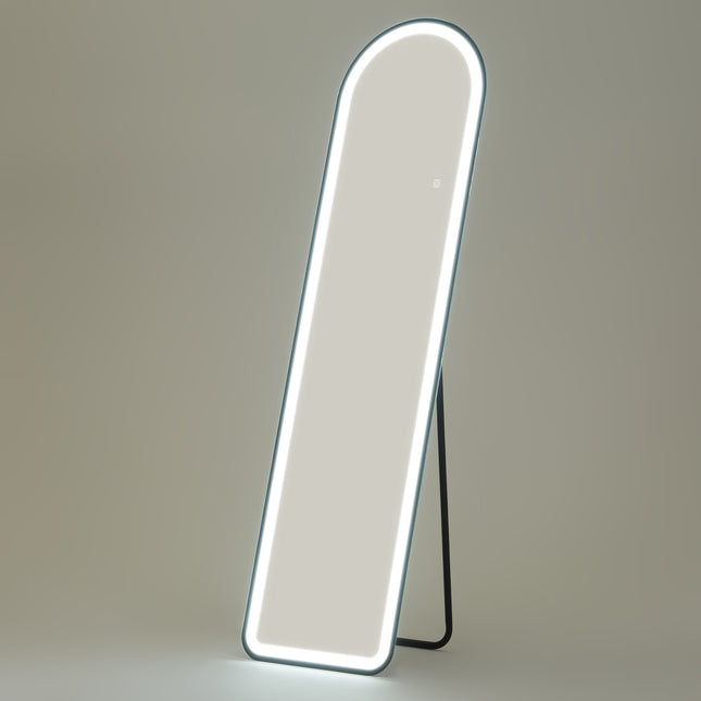 Standing full-length mirror, LED light, Touch Switch, Black