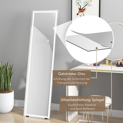 Full-length LED mirror, 40x150cm, Touch Control, White