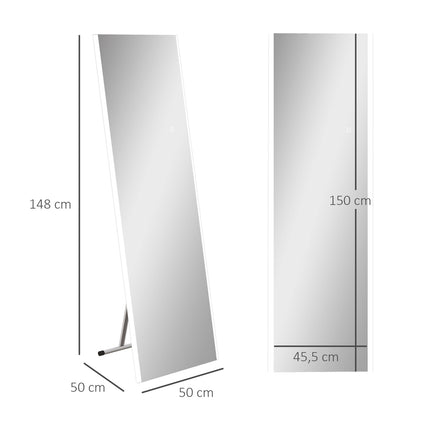 Full length white mirror with LED lights and touch switch