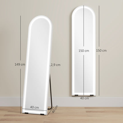 Viso ilgio veidrodis su LED lemputėmis, 150x40 cm, reguliuojamo ryškumo
