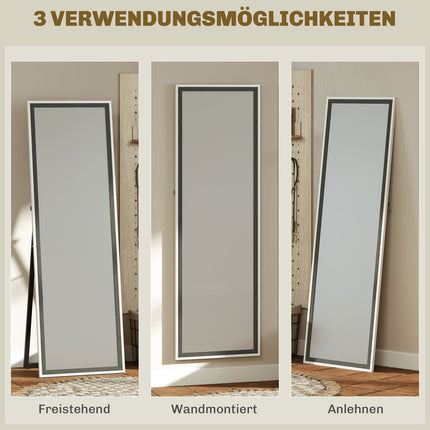 Viso ūgio veidrodis, MDF rėmas, smūgiams atspari plėvelė, 162,6 x 53,3 cm, pilkas