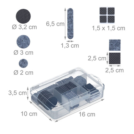 Baldų slydimo lazdelės iš veltinio ir EVA, 136 vnt. pakuotėje
