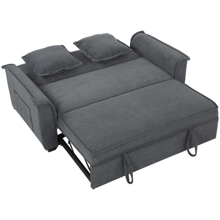 Futono sofa-lova, reguliuojamas atlošas, 2 sėdimos vietos, tamsiai pilka, 2 pagalvės
