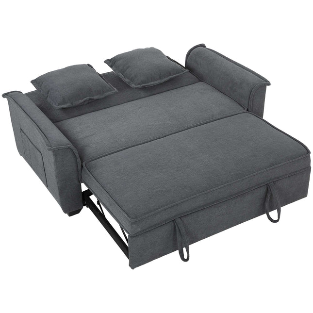 Futono sofa-lova, reguliuojamas atlošas, 2 sėdimos vietos, tamsiai pilka, 2 pagalvės