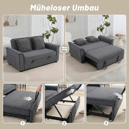 Futono sofa-lova, reguliuojamas atlošas, 2 sėdimos vietos, tamsiai pilka, 2 pagalvės