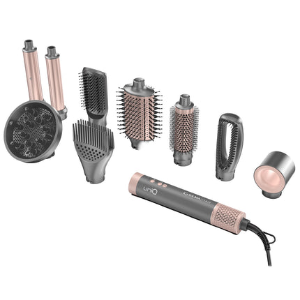 GA.MA UniQ Flow 9-in-1 Hair Multistyler 1550 W, Coanda Curlers, Ultra Ion