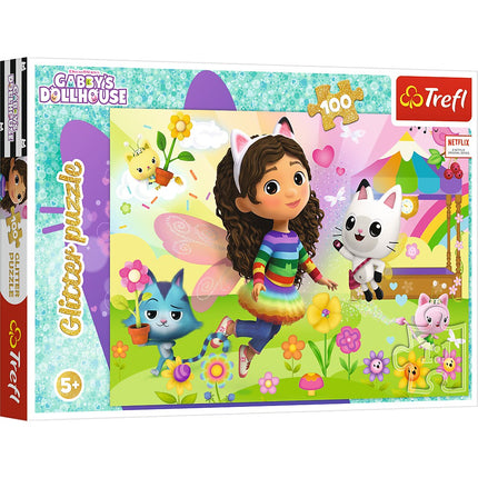 Gabby's Dollhouse blizgučių dėlionė, 100 detalių vaikams