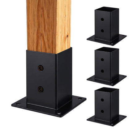 Cinkuoto plieno stulpų atramos, juodos, 4 vnt. pakuotėje, 70 x 150 mm