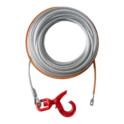 Galvanized Steel Winch Cable 3/8 in x 75 ft, Swivel Hook