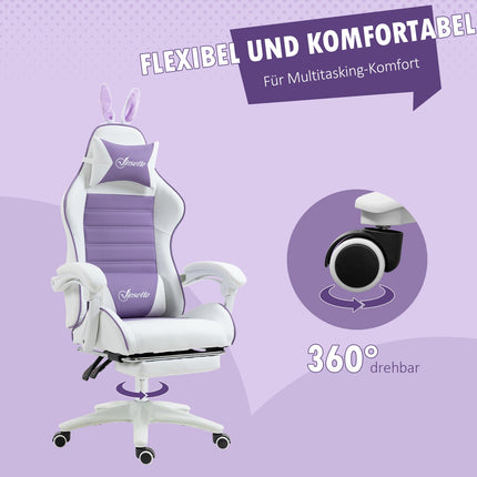 Žaidimų kėdė su pakoja, juosmens atrama, violetinė