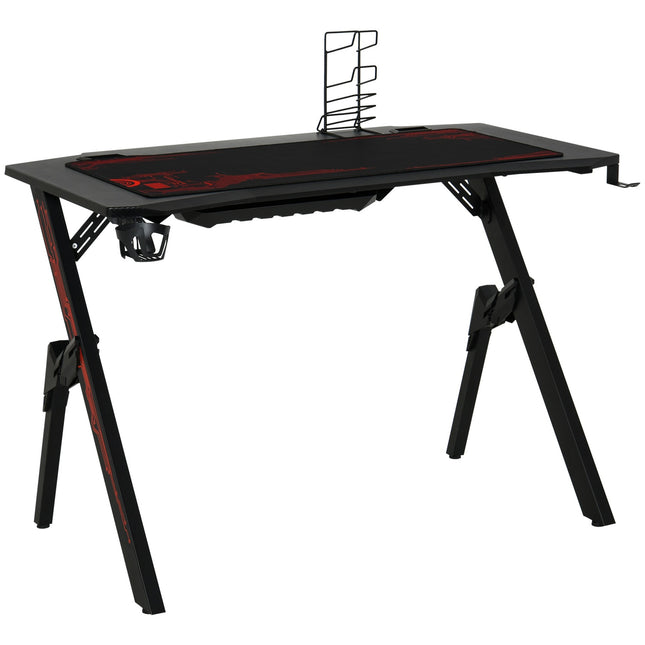 Žaidimų Stalo Rašomasis Kompiuterio Stalas, Darbo Stalas, Biuro Svetainės Darbo Kambarys, Modernus Dizainas, MDF Metalas, 110X59X75Cm