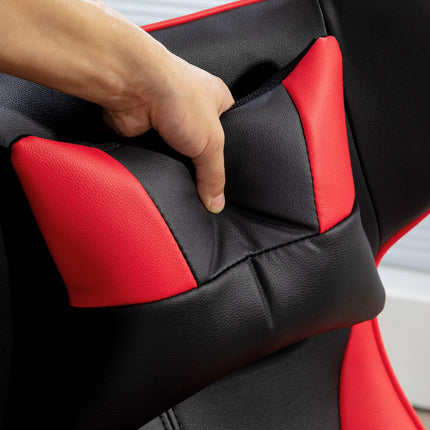 Ergonomic gaming chair with rocker, height adjustable, black/red