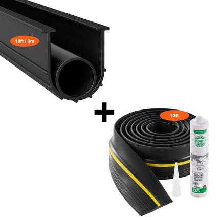Garage Door Threshold and Bottom Seal Kit, 10 ft, PVC, Black