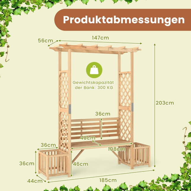 Sodo arka su suoliuku ir 2 vazonais - natūrali mediena, 2 vietų