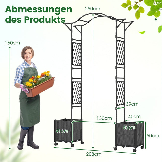 Sodo arka su savaime laistančiais vazonais, metalinė ir polipropileno, 250 cm
