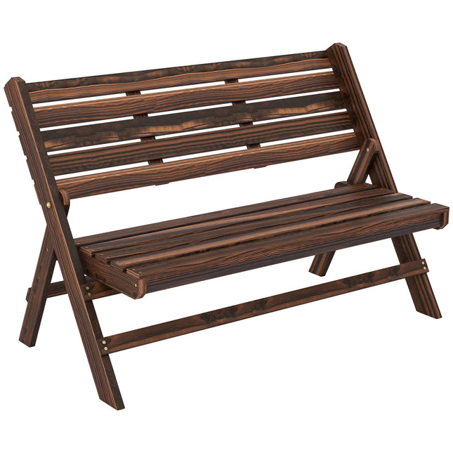 Sodo suoliukas, Dvivietis suoliukas, Medinis suoliukas su atlošu, Parko suoliukas, Atlaiko iki 250 kg, Sodui, Balkonui, Apanglėjęs, 122 X 63 X 83 Cm