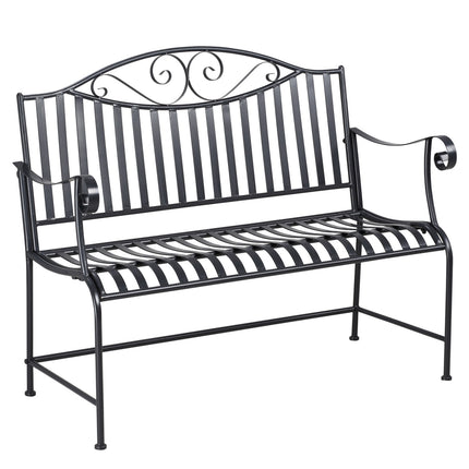 Sodo suoliukas, 2 asmenims, parko suoliukas, porankiai, metalinis suoliukas, sodo balkonas, kiemas, iki 220 kg, pilkas, 155 x 54 x 96 cm