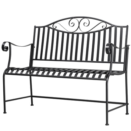 Sodo suoliukas, 2 asmenims, parko suoliukas, porankiai, metalinis suoliukas, sodo balkonas, kiemas, iki 220 kg, pilkas, 155 x 54 x 96 cm