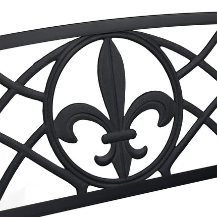Sodo suoliukas su fleur de lis atlošu, juodo metalo