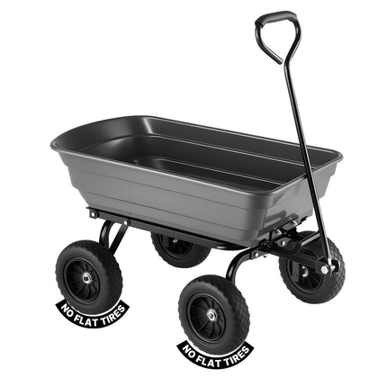 Garden Dump Cart 272 kg Poly, Quick-Dump, Swivel Wheels
