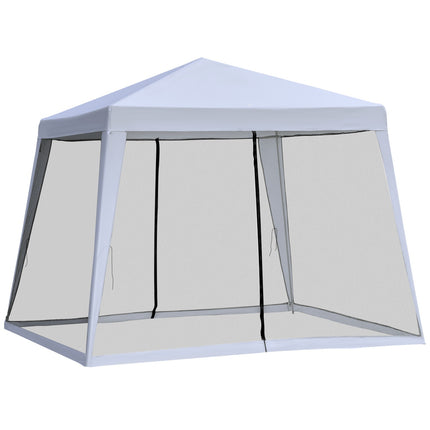 Sodo pavėsinė-paviljonas, šventinė palapinė, atspari oro sąlygoms, su tinkleliu nuo uodų, metalas ir poliesteris, pilka, 3 x 3 m
