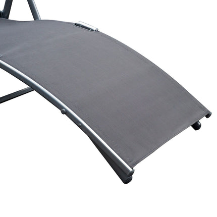 Sodo gultas, terasos krėslas, sulankstomas, reguliuojamas, su pagalvėle, sodo pilkas, metalas + audinys, pilkas, 137 x 63,5 x 100,5 cm