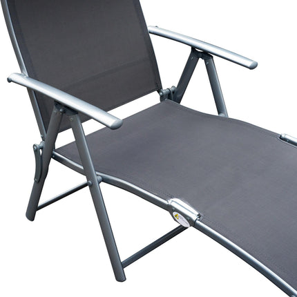 Sodo gultas, terasos krėslas, sulankstomas, reguliuojamas, su pagalvėle, sodo pilkas, metalas + audinys, pilkas, 137 x 63,5 x 100,5 cm
