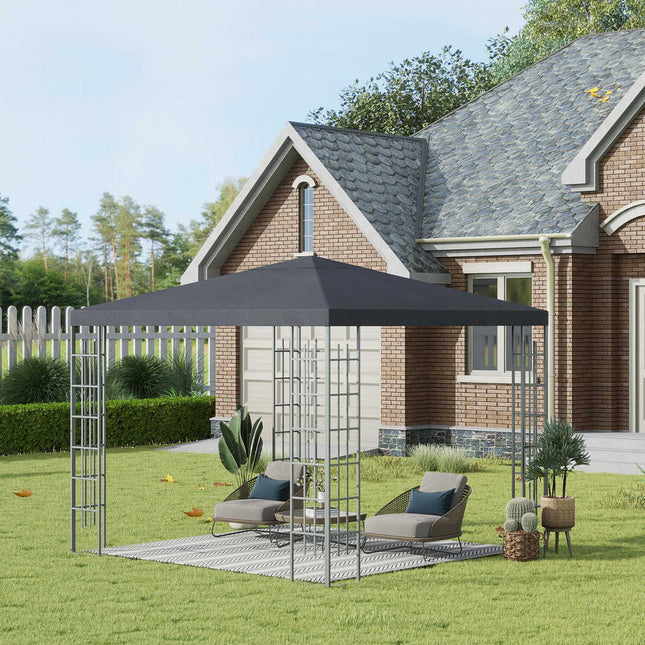 Sodo paviljonas 3x3m Stabilus paviljonas Sodo palapinė, Šventinė palapinė, Renginių palapinė, Plienas, Poliesteris, Pilka