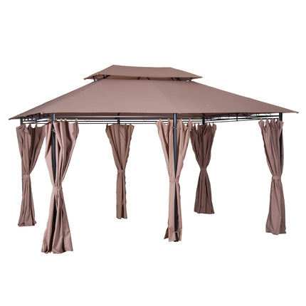 Sodo paviljono vakarėlių palapinė, sodo palapinė, dvigubas stogas, 3x4m, chaki spalvos