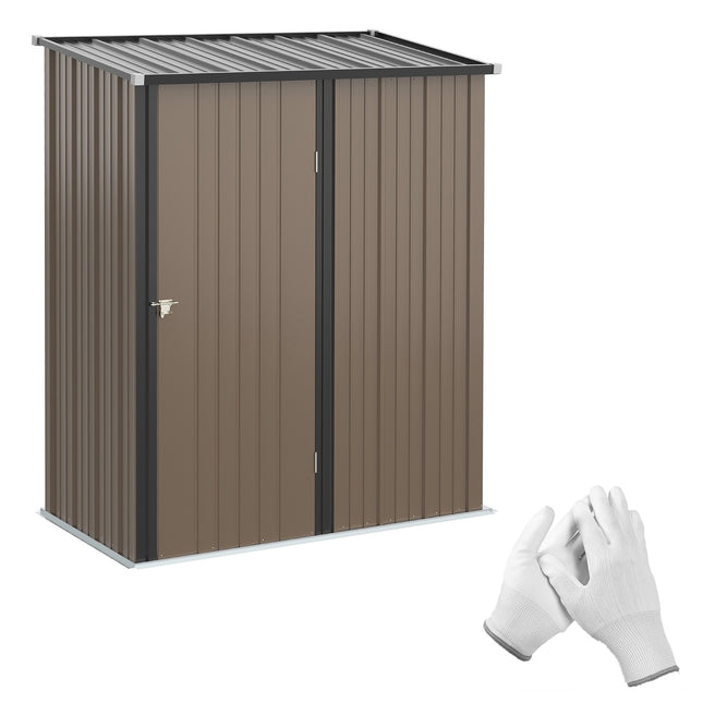 Sodo sandėliukas 1,34 m² Įrankių sandėliukas su nuožulniu stogu, pagamintas iš cinkuoto plieno, 161,5 x 94,5 x 196 cm, rudas
