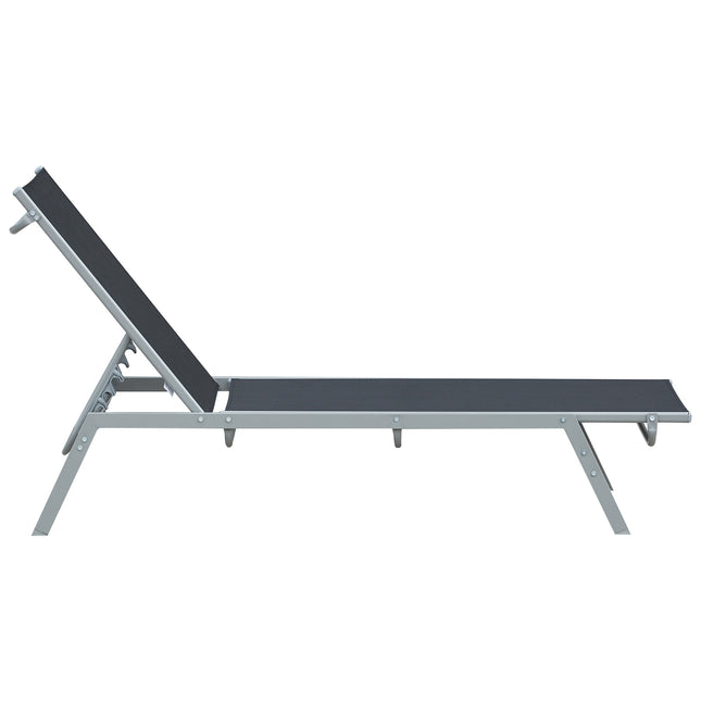 Sodo saulės gultas su 5 pakopų atlošu, metalinis, juodas, 170 x 58 x 97 cm