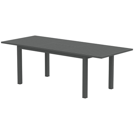 Sodo stalas, prailgintas, aliuminis, 160/220 x 90 cm, atsparus oro sąlygoms, balkono stalas, neslystantis savitarnos stalas, kempingo stalas 6-8 žmonėms, lauko valgomojo stalas sodui, terasos balkonas, pilkas