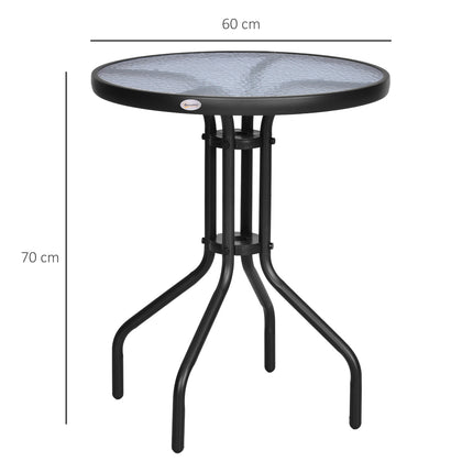 Sodo stalas, apvalus, balkono stalas, metalinis, apsauginis stiklas, Ø60 x 70 cm, sodo balkonas