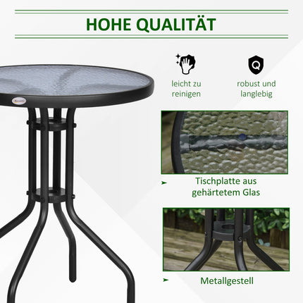 Sodo stalas, apvalus, balkono stalas, metalinis, apsauginis stiklas, Ø60 x 70 cm, sodo balkonas