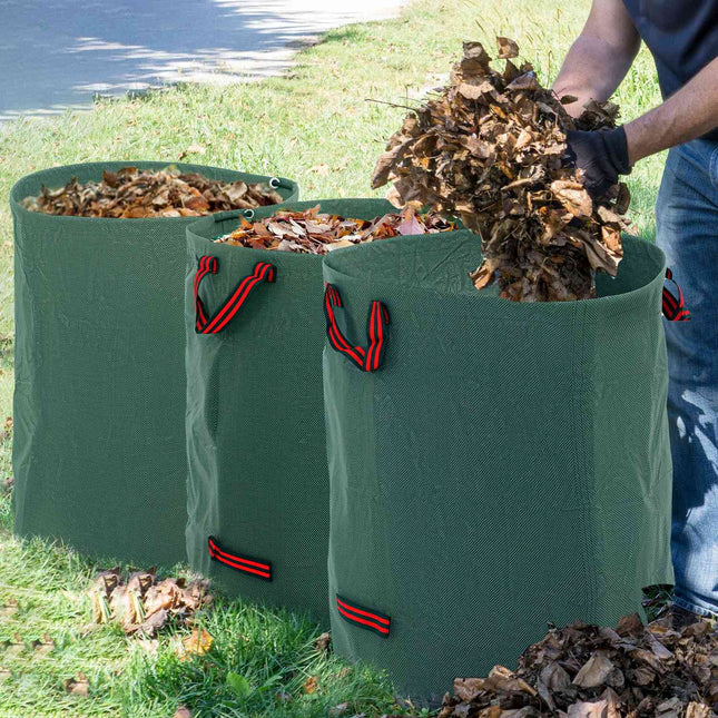 Sodo atliekų maišas 3x300L vandeniui atsparus sodo atliekų maišas su rankenomis, stabilus lapų maišas, savarankiškai stovintys sodo maišai su apsauga nuo UV spindulių, daugkartinio naudojimo sodo atliekų maišai sodo atliekoms, žaliosioms atlie